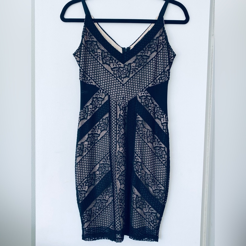 Guess Black and Cream Lace Dress